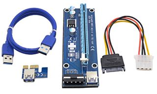 1X to 16X Powered PCI Express Riser Card Extension Cable USB 3 and SATA 15pin Ver06 (OEM) (BULK)