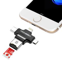Συσκευή Ανάγνωσης Καρτών Moweek 4 in 1 Type-c/Lightning/Micro USB/USB 2 Multi-Function All in 1 Micro SD για ιPhone, Android, Tablet