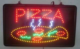 Πινακίδα LED Πολλαπλών Χρωμάτων "PIZZA" 25X50 cm