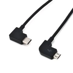 Καλώδιο USB 2 Type C με Γωνία 90o σε Micro USB B Μαύρο (OEM)