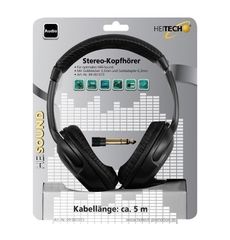 Ακουστικά Στερεοφωνικά με Καλώδιο 5m 3.5mm Heitech 09001373 Μαύρα