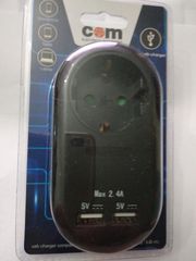 220V-4A ΜΑΥΡΟΥ ΧΡΩΜΑΤΟΣ ΦΟΡΤΙΣΤΗΣ ΓΙΑ 2 ΘΥΡΕΣ USB - 2-Ports 4A 25W Multi USB Socket Charger