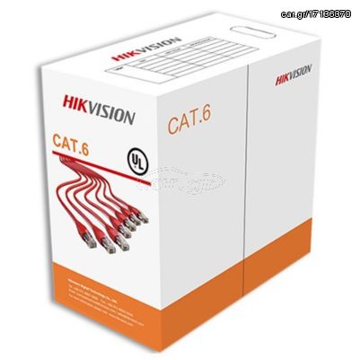 HIKVISION DS-1LN6-UU Καλώδιο UTP cat 6, 4 ζευγών, 23AWG, καθαρού χαλκού (Oxygen Free Copper) /τιμή μέτρου