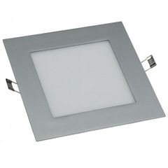 Led panel slim πλαστικό χωνευτό 14W ασημί τετράγωνο 3000k θερμό φως 230V 950lm