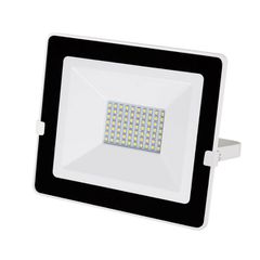 Προβολέας LED slim SMD λευκός 50W 230V 4000k ενδιάμεσο φως 4800lm με φωτοκύτταρο ημέρας-νύχτας