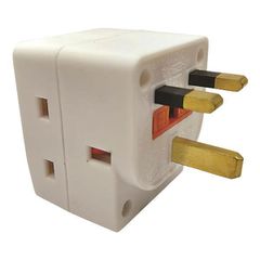 Αντάπτορας UK 3 θέσεων 13A με προστασία επαφών & διάσταση 52x65x68mm