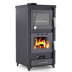 Σόμπα ξύλου GS-12-OVEN 12Kw με εμαγιέ φούρνο και πυρίμαχο κεραμικό κρύσταλλο αντοχής έως 750°C