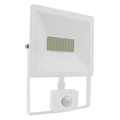 Προβολέας led slim 50W λευκός με ανιχνευτή κίνησης 3000k θερμό λευκό φως 230V 4000Lm IP66