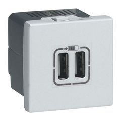 Μηχανισμός πλακίδιο πρίζας USB/καρφί 2 εξόδων USB αλουμίνιο για φόρτιση συσκευών