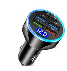 Φορτιστής Fast Charge με 4 USB, 2 θύρες Type-C και βολτόμετρο 12-24V Κωδικός ST331.Sound☆Street