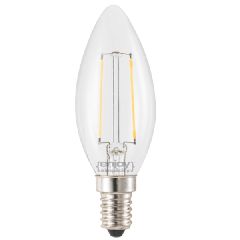 Λάμπα led filament B35-2 κεράκι Ε14 2W 230V 2700k θερμό λευκό φως δέσμης 280° ντιμαριζόμενη
