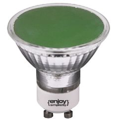 Λάμπα led GU10 SMD Φ50mm 3W 230V πράσινο φως 250 lumen δέσμης 100° 15000h