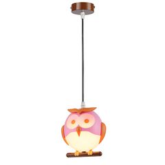 Παιδικό φωτιστικό κουκουβάγια κρεμαστό σε ροζ χρώμα για λάμπα τύπου κεράκι με ντουί Ε14