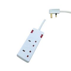 Πολύπριζο 2 θέσεων UK 13A με καλώδιο 3m BS6500 3x1,25mm² και γείωση