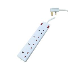 Πολύπριζο 4 θέσεων UK 13A με καλώδιο 3m BS6500 3x1,25mm² και γείωση