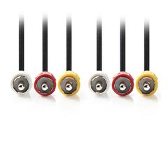 Καλώδιο NEDIS CVGB24300BK15 A/V 3x RCA αρσενικό σε 3x RCA αρσενικό μήκους 1.5m