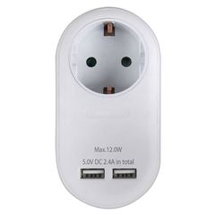 Ανταπτόρας SONORA PAW100-2USB24 3680W με pass-through και 2 θύρες φόρτισης USB (2.4Α)