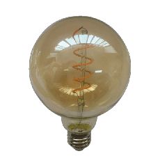 Λάμπα led filament globe amper spiral G125 Ε27 6W 230V ντιμαριζόμενη 2400k θερμό λευκό φως 540L