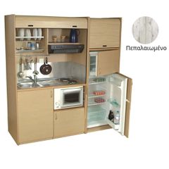 Πολυκουζίνα mini kitchen 190cm με μεγάλο ψυγείο & μικρό φουρνάκι απόχρωση πεπαλαιωμένο για γραφεία