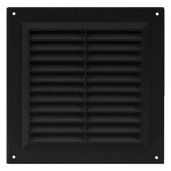 Περσίδα εξαερισμού μαύρη 150x150mm πλαστική τετράγωνή Europlast VR1515M με πλέγμα προστασίας