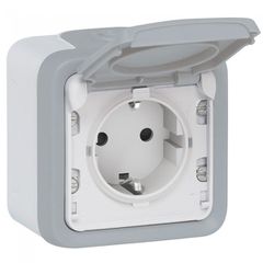 Πρίζα σούκο LEGRAND PLEXO εξωτερική στεγανή IP 55 με καπάκι σε γκρι χρώμα