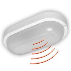 Led πλαφονιέρα οβάλ λευκή με ανιχνευτή κίνησης 18W 230V 4000k ενδιάμεσο φως 1800lm IP54