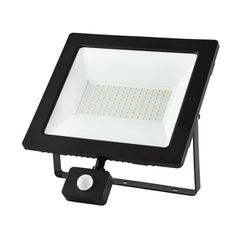 Προβολέας LED SMD 100W ενδιάμεσο χρώμα φωτός 4100K IP65 σε μαύρο χρώμα & ανιχνευτή κίνησης