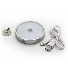 Φωτιστικό LED ντουλάπας mini 1W με μαγνήτη & ανιχνευτής κίνησης ασημί επαναφορτιζόμενο με USB