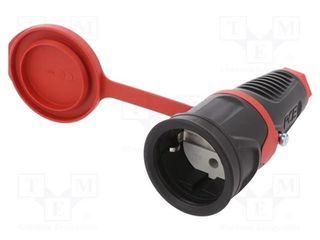 Βιομηχανικό φις σούκο θηλυκό καουτσούκ με καπάκι 16A 250V~ IP44 PCE 2511-S