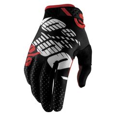 Γάντια Μηχανής 100% Ridefit 10001-013-11 Μαύρο - Κόκκινο