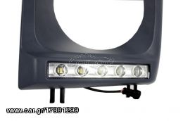 Headlights Covers with LED DRL Daytime Running Lights Mercedes Benz G-Class W463 (1989-up) G65 AMG Design Chrome www.eautoshop.gr