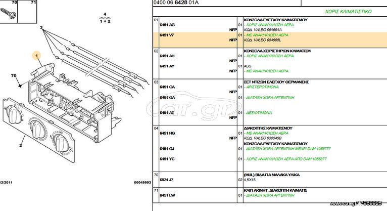 ΒΑΣΗ ΧΕΙΡIΣΤΗΡΙΟΥ ΚΑΛΟΡΙΦΕΡ CITROEN BERLINGO,ZX         