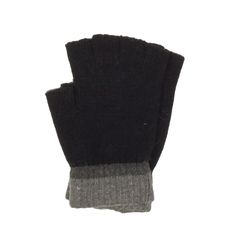 Πλεκτά γάντια με κομμένα δάχτυλα μαύρα με γκρι κοντράστ  - 17040-blk