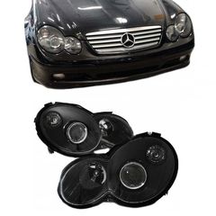 Μπροστινά Φανάρια Set Για Mercedes-Benz CL203 SportsCoupe 00-04 Projectors Μαύρα H7/H7 Με Ρυθμιστή Αέρος Depo