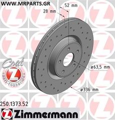 ΣΕΤ ΔΙΣΚΟΠΛΑΚΕΣ ΕΜΠΡΟΣ 336Χ28 ΤΡΥΠΗΤΕΣ FOCUS RS MK2 *ZIMMERMAN*