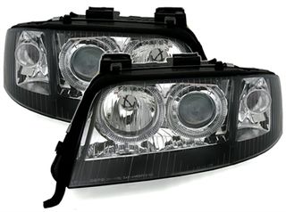 Μπροστινά Φανάρια Angel Eyes Black Για Audi A6 4B 97-99