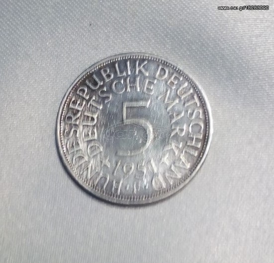 5 Mark  F , 1951,  GERMANY , silver