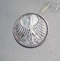 5 Mark  F , 1951,  GERMANY , silver-thumb-1
