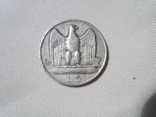 5 LIRE R   ITALY  1927 ,  Silver