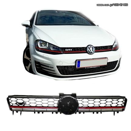 Μάσκα Για Vw Golf VII (7) 11-16 GTI Look Κυψελωτή Με Κόκκινο Σιρίτι 1 Τεμάχιο