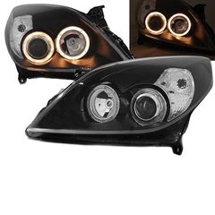 Μπροστινά Φανάρια Set Για Opel Vectra C 05-08 Angel Eyes Μαύρα H7/H1 Depo