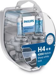 Philips WhiteVision Ultra H4 12V 60/55W 12342WVUSM – Σετ 2τμχ