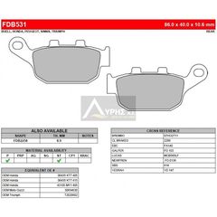 ΛΥΡΗΣ FERODO ΤΑΚΑΚΙΑ ΟΠΙΣΘΙΑ ΓΙΑ TRIUMPH BONNEVILLE BOBBER 1200 2017-, FDB531P