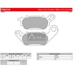 ΛΥΡΗΣ FERODO ΤΑΚΑΚΙΑ ΟΠΙΣΘΙΑ ΓΙΑ YAMAHA TRICITY 155 ABS 2018-, FDB2238EF