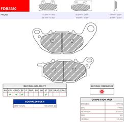ΛΥΡΗΣ FERODO ΤΑΚΑΚΙΑ ΕΜΠΡΟΣ ΓΙΑ YAMAHA YZF-R 300 2015-, FDB2280ST