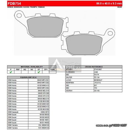 ΛΥΡΗΣ FERODO ΤΑΚΑΚΙΑ ΟΠΙΣΘΙΑ ΓΙΑ YAMAHA XSR 900 ABS 2016-, FDB754P