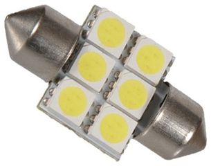 Σωληνωτός LED Απλός 31mm με 6 SMD 5050 Ψυχρό Λευκό GloboStar 09440