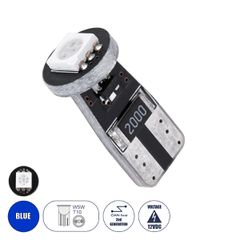 GloboStar® T10 W5W 24640 Λάμπα Αυτοκίνητου LED 2rd Generation Can-Bus Series 1xSMD5050 1.5W 120lm 120° DC 12-16V IP20 Φ1 x H2.2cm Μπλε