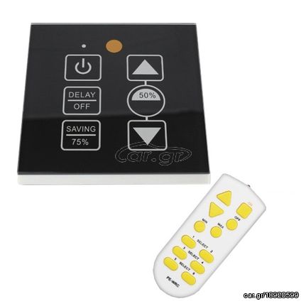 Ασύρματο LED Dimmer Τοίχου Αφής Μαύρο 220v (200w) Trailing Edge GloboStar 50040