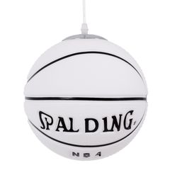 GloboStar® SPALDING NBA 01031 Μοντέρνο Κρεμαστό Παιδικό Φωτιστικό Οροφής Μονόφωτο 1 x E27 Λευκό Μαύρο Γυάλινο Φ25 x Υ25cm